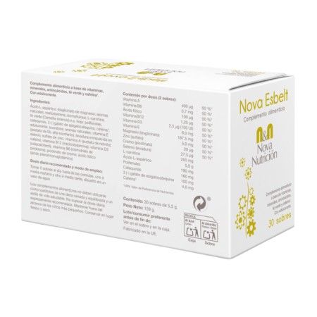 Nova Esbelt Sabor Limón-Cola. 30+2 Sobres- 5.3 G Nova Esbelt Sabor Limón-Cola. 30+2 Sobres- 5.3 G