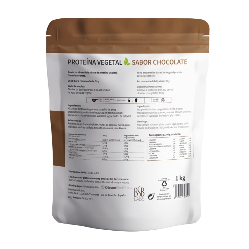 Proteína Vegetal - Sabor chocolate. 1 kg