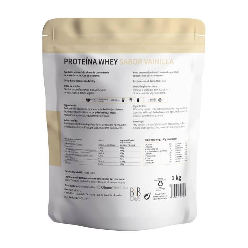 Proteína Whey - Sabor vainilla. 1 kg Proteína Whey - Sabor vainilla. 1 kg