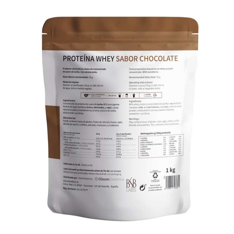 Proteína Whey - Sabor chocolate. 1 kg