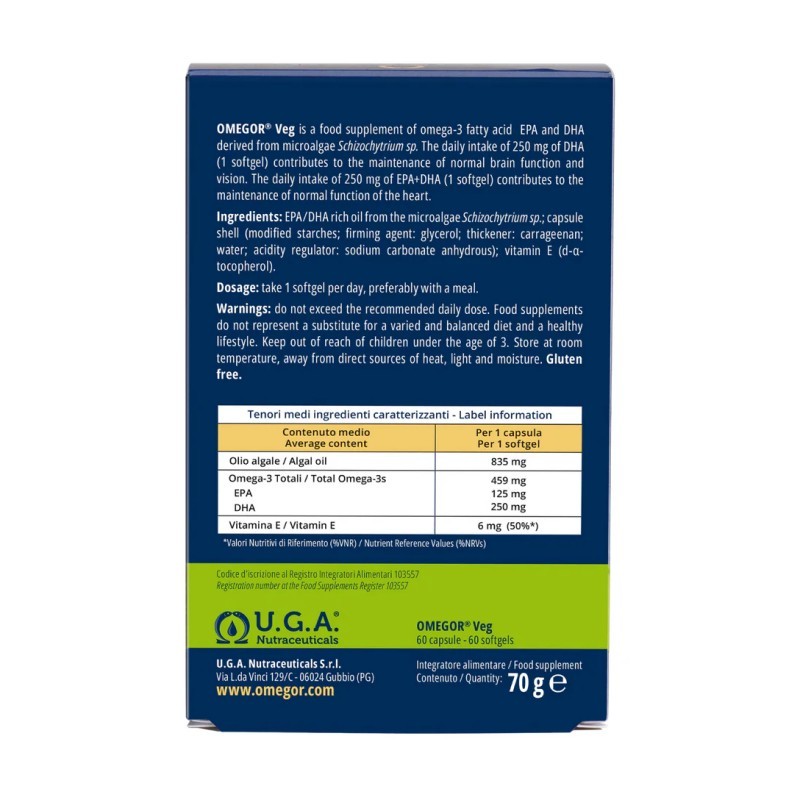 Omegor® Veg (Omega 3 Vegetal). 60 Cápsulas