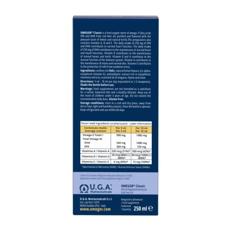 Omegor Classic (Aceite de Higado de Bacalao). 250 Ml