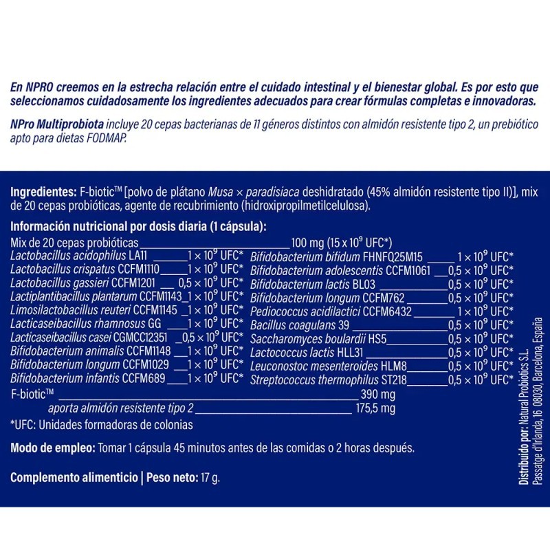 MULTIPRObiota 15.000. 30 cápsulas