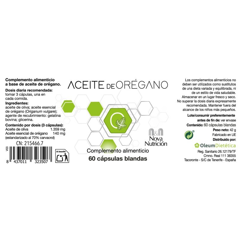 Aceite de Orégano. 60 Perlas
