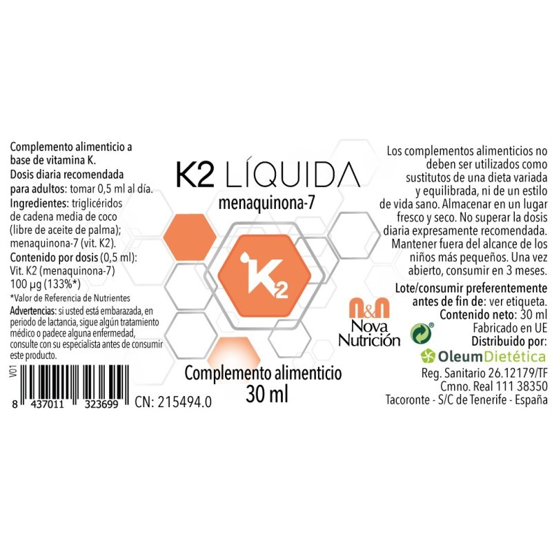 Vitamina K2 Líquida (MK-7). 30 ml