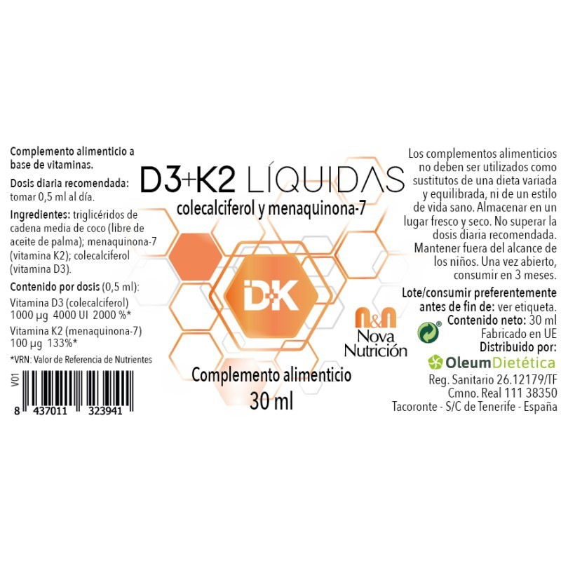Vitamina D3+K2 Líquida 30 ml