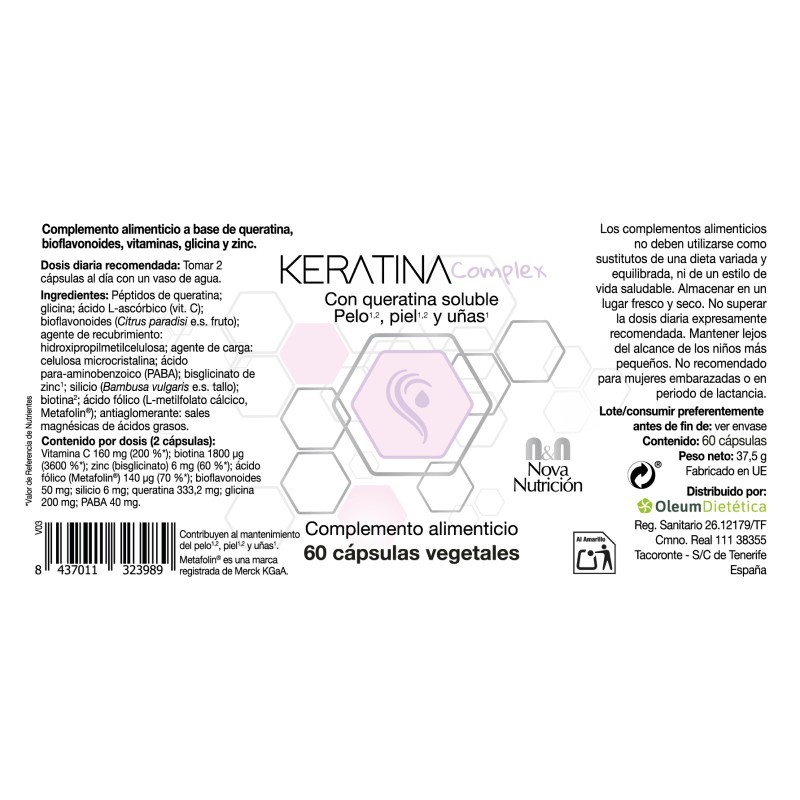 Keratina Complex. 60 cápsulas