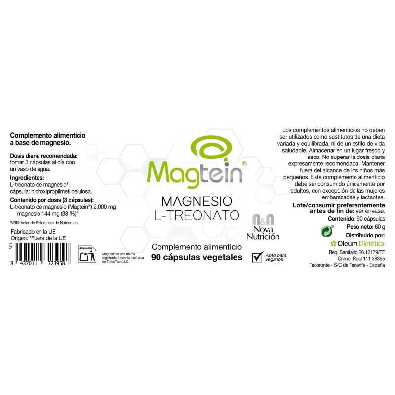 Magnesio L-Treonato 144 mg. 90 Cáps.