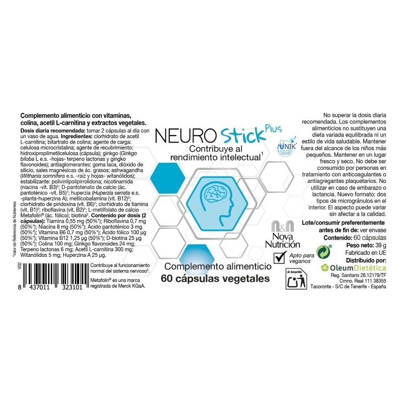 NEURO STICK PLUS 60 CÁPS. CS